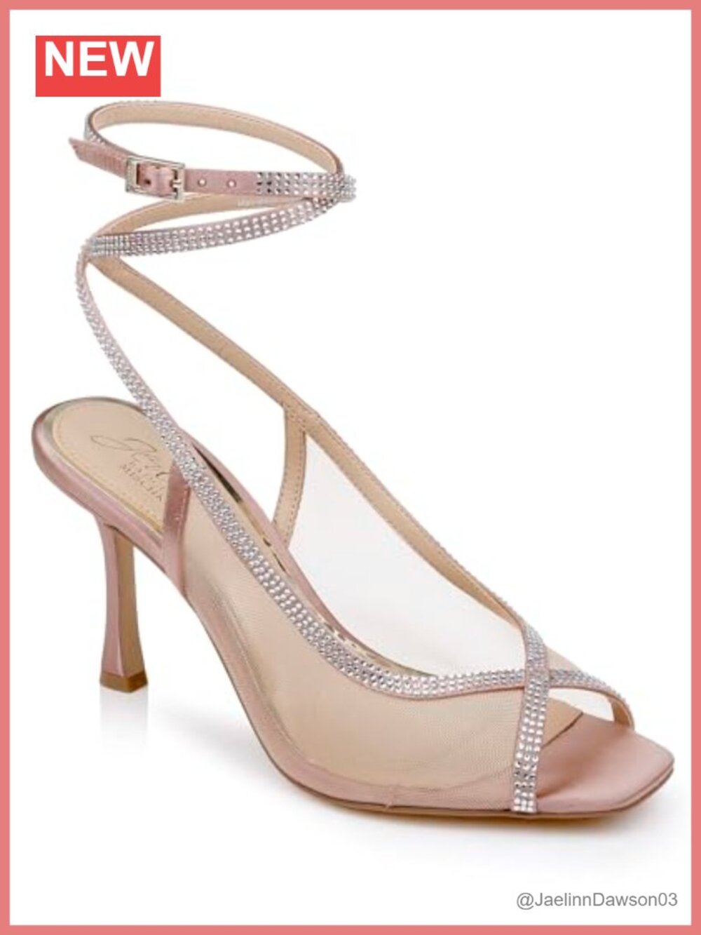 Jewel Badgley Mischka Tamera Peep Toe Heels with Wraparound Strap